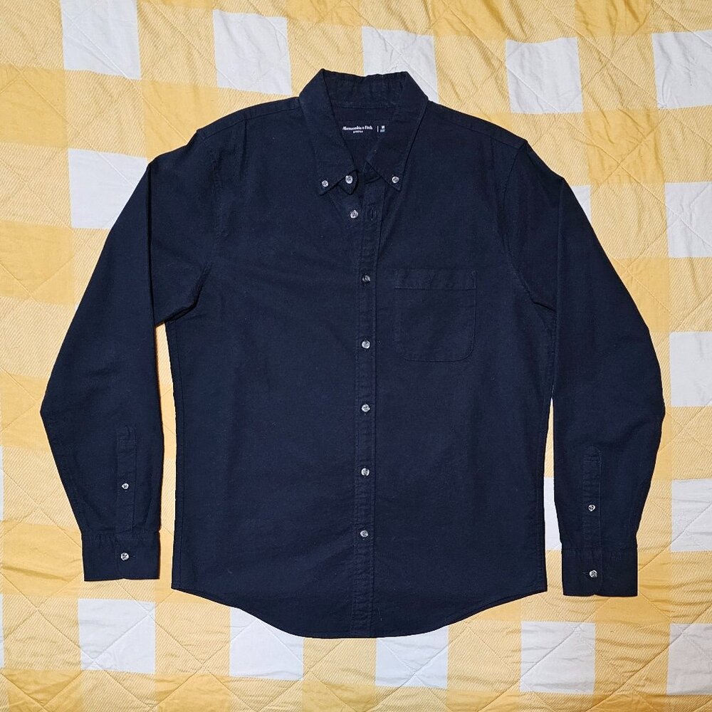 A&F Abercrombie Oxford Button-down Shirt 98% Cotton Black Size MEDIUM